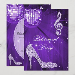 Disco Bal en Glitter Hakken Lila Pensioen Kaart