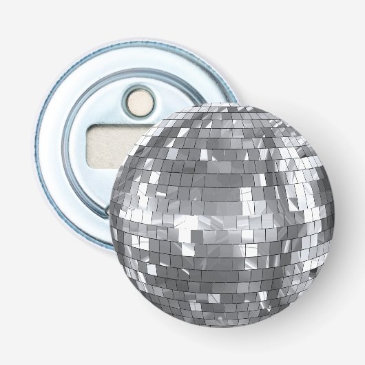 Disco Bal Feest Afscheidscadeau Verjaardag Pret Button Flesopener (Voorkant)