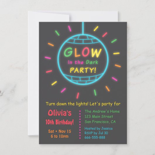 Disco Bal Glans in het Donker Verjaardagsfeest Kaart (Voorkant)