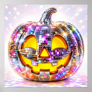 Disco Bal Glitter Pompoen Poster