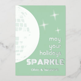 Disco Bal Glitter Zilver Folie Feestdagenkaart