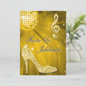 Disco bal, glitterschoenen Pensioen Kaart (Staand voorkant)
