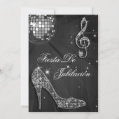 Disco bal, glitterschoenen Pensioen Kaart (Voorkant)