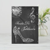 Disco bal, glitterschoenen Pensioen Kaart (Staand voorkant)