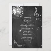 Disco bal, glitterschoenen Pensioen Kaart (Achterkant)
