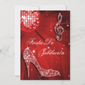 Disco bal, glitterschoenen Pensioenfeest Kaart (Voorkant)