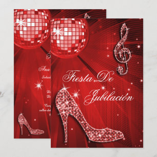 Disco bal, glitterschoenen Pensioenfeest Kaart