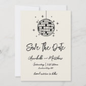 Disco Bal Handgetekende Foto Bruiloft Save The Date (Voorkant)