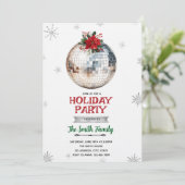 Disco Bal Kerstfeest Uitnodiging (Staand voorkant)