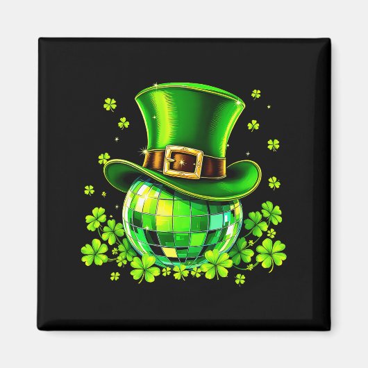 Disco Bal Leprechaun Hoed Ierse Klaver St Patrick Magneet (Voorkant)
