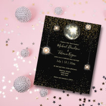 disco bal lichten glitters bruiloft uitnodiging
