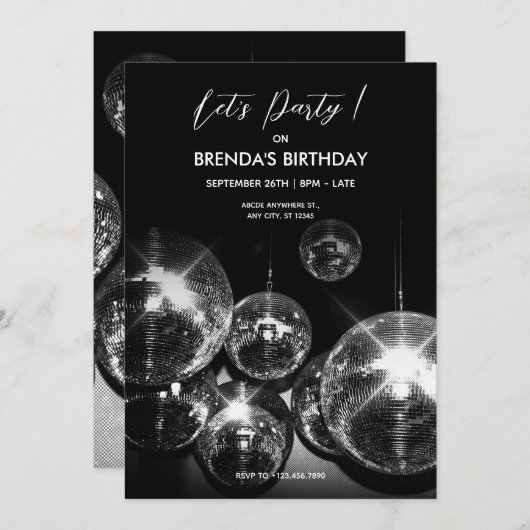 Disco bal lichten Laten we dansen partij Kaart (Voorkant / Achterkant)