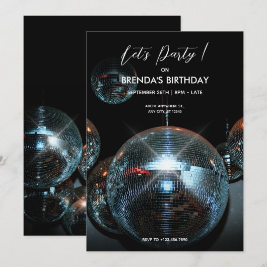 Disco bal Lichten Party Kaart (Voorkant / Achterkant)