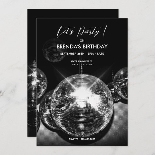 Disco bal Lichten Verjaardagsfeestje Kaart (Voorkant / Achterkant)