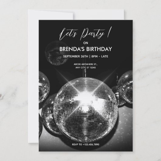Disco bal Lichten Verjaardagsfeestje Kaart (Voorkant)