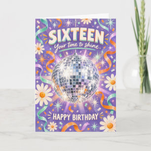 Disco Bal Madeliefjes Tijd om te Schitteren Sweet Kaart