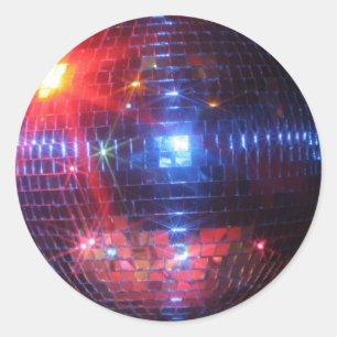 Disco bal met laserstralen ronde sticker