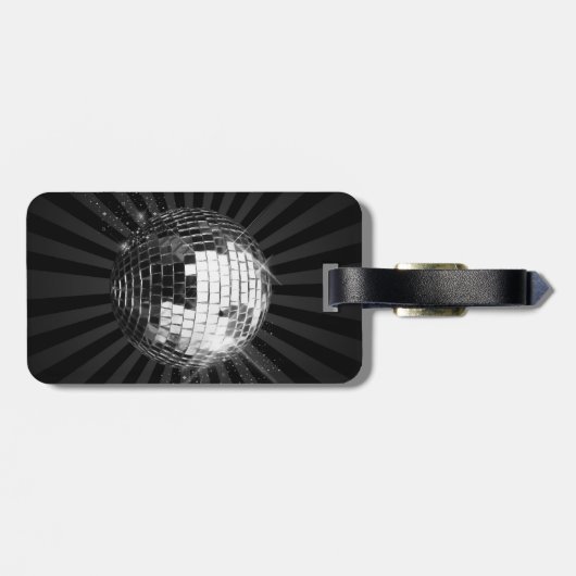 Disco Bal met Zwarte Achtergrond Bagagelabel (Achterkant horizontaal)