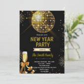 Disco Bal Nieuwjaarsuitnodiging Kaart (Staand voorkant)