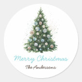 Disco Bal Ornament Kerstboom Custom Kerstfeest Ronde Sticker (Voorkant)