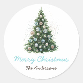 Disco Bal Ornament Kerstboom Custom Kerstfeest Ronde Sticker