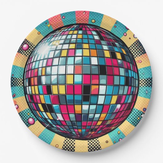 Disco bal papier borden! papieren bordje (Voorkant)