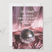 Disco bal partij zijde roze meisjes nacht kaart (Voorkant)