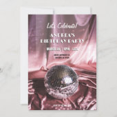 Disco bal partij zijde roze meisjes nacht kaart (Voorkant)