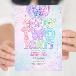 Disco Bal Pastel Regenboog Peuter Verjaardagsfeest Kaart