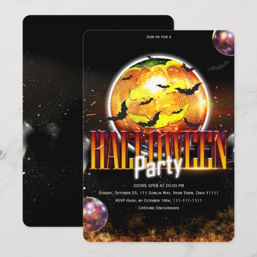 Disco Bal Pompoen Spooky Halloween Kaart (Voorkant / Achterkant)