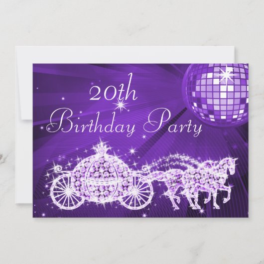 Disco Bal, Prinses Koets & Paarden 20e Verjaardag Kaart (Voorkant)