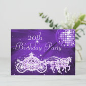 Disco Bal, Prinses Koets & Paarden 20e Verjaardag Kaart (Staand voorkant)