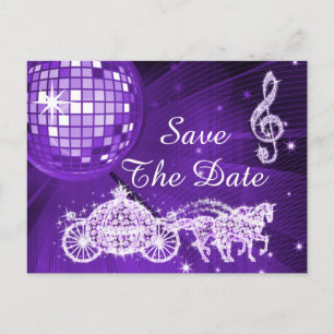 Disco Bal, Prinses Koets & Paarden Save The Date Aankondigingskaart