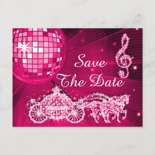 Disco Bal, Prinses Koets & Paarden Save The Date Aankondigingskaart