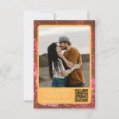 Disco Bal QR Code Foto Heet Roze Oranje Bruiloft Kaart (Achterkant)
