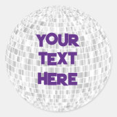 Disco Bal retro sticker met willekeurige tekst (Voorkant)