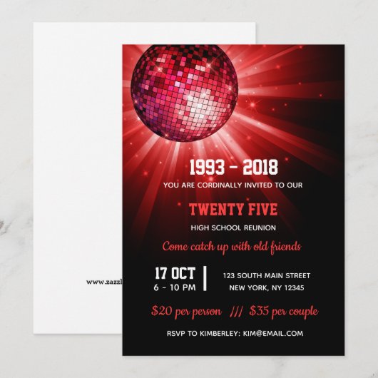 Disco bal rood kaart (Voorkant / Achterkant)