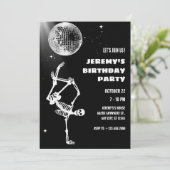 Disco bal skelet dansende uitnodiging (Staand voorkant)