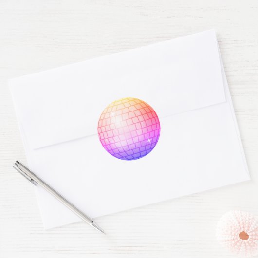 Disco Bal Spiegel Bal Oranje Blauw Magenta Ronde Sticker (Envelop)