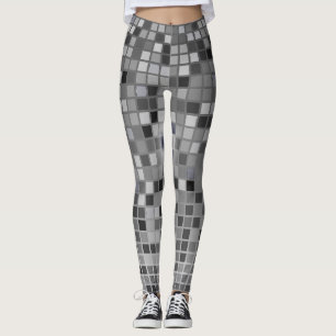 Disco Bal Spiegel Patroon Retro Feest Leggings