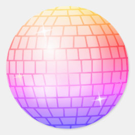 Disco Bal Spiegelbal Oranje Blauw Magenta Ronde Sticker