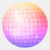 Disco Bal Spiegelbal Oranje Blauw Magenta Ronde Sticker (Voorkant)