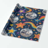 Disco Bal Sterren Wrap Cadeaupapier (Uitgerold)