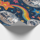 Disco Bal Sterren Wrap Cadeaupapier (Hoek)