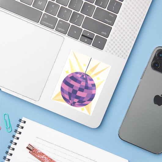 Disco Bal Sticker (Laptop met iPhone)