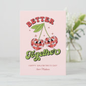 Disco Bal Valentijnskeer Cherry Better Together Kaart (Staand voorkant)