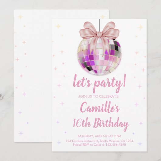 Disco bal verjaardag kaart (Voorkant / Achterkant)