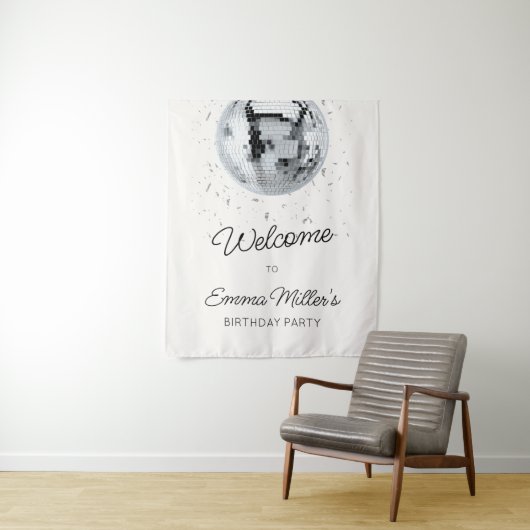 Disco bal verjaardag wandkleed (In situ)