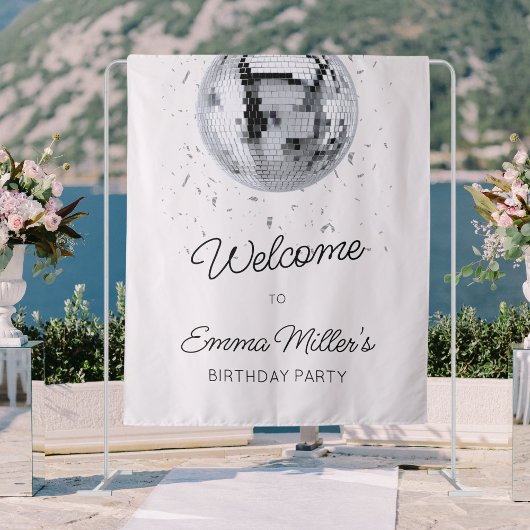 Disco bal verjaardag wandkleed