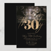 Disco bal zwart en goud 30e verjaardagsfeest kaart (Voorkant / Achterkant)